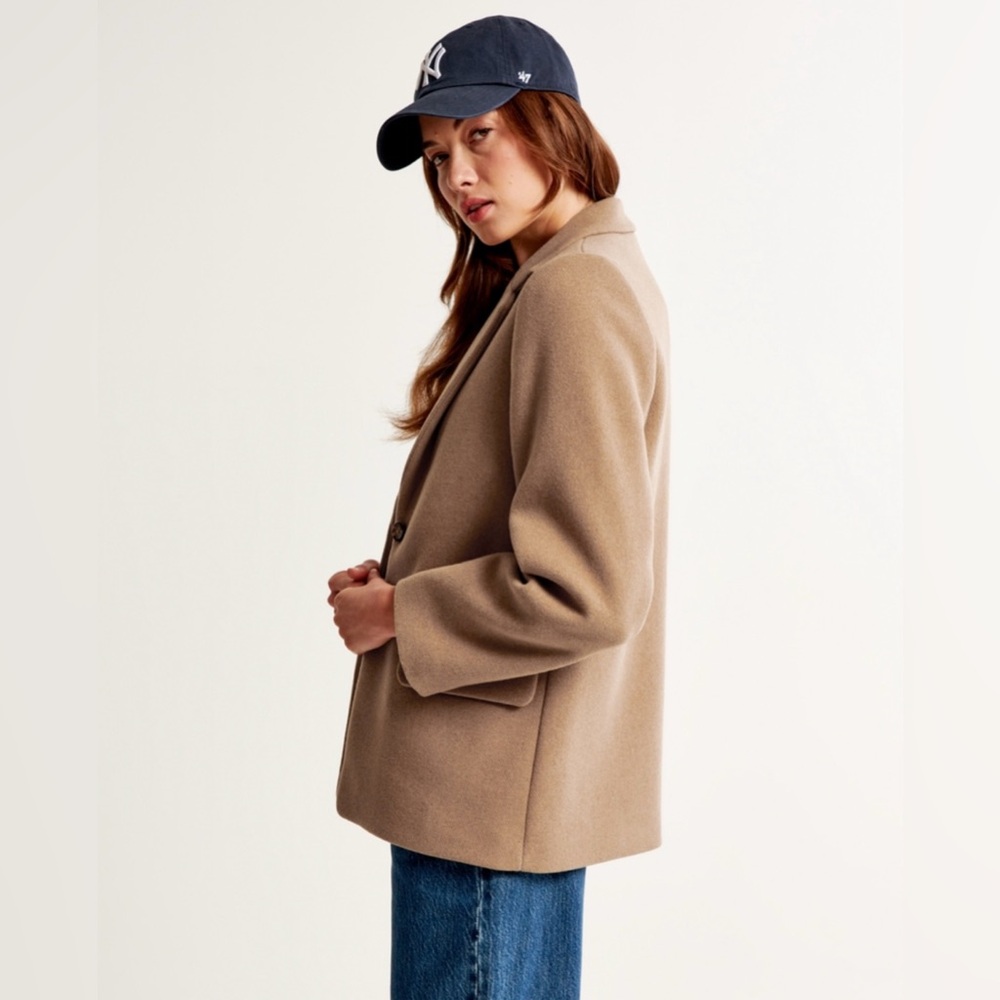 NWT abercrombie wool blend blazer coat in camel XXS P - Picture 12 of 14